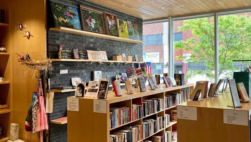 Inside Julia De Burgos Bookstore.