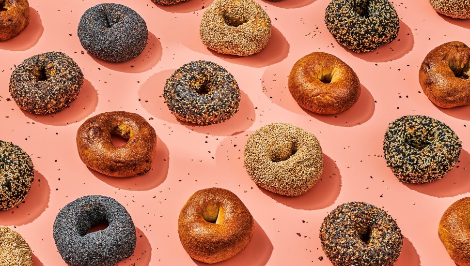 An assortment of bagels from Kismet Bagels.