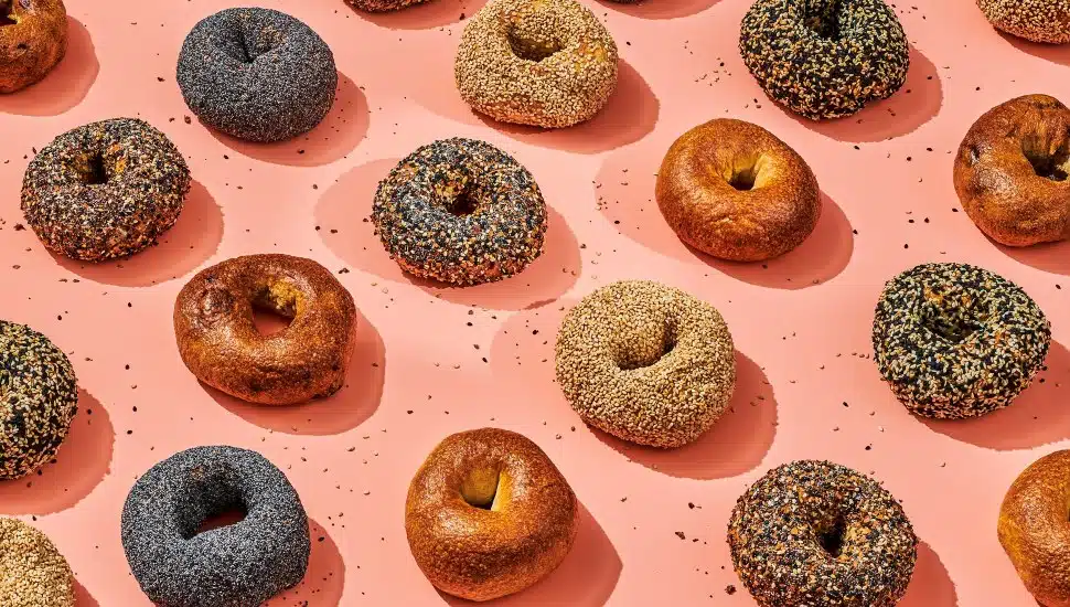 An assortment of bagels from Kismet Bagels.