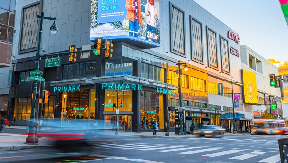 Market East in Philadelphia at 11th and Market.