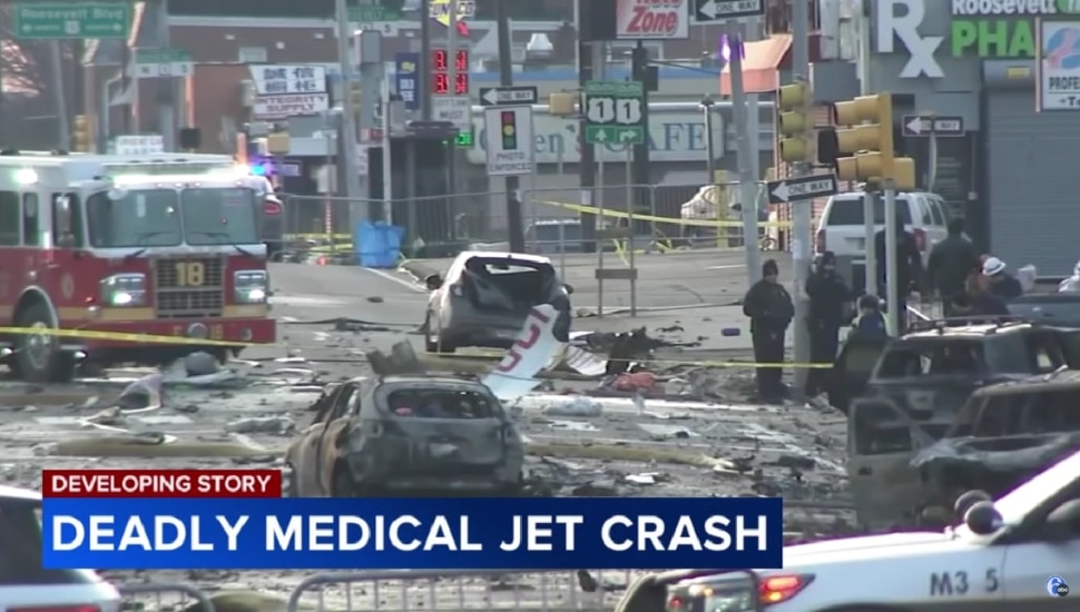 The aftermath of medical jet crash in Northeast Philly.