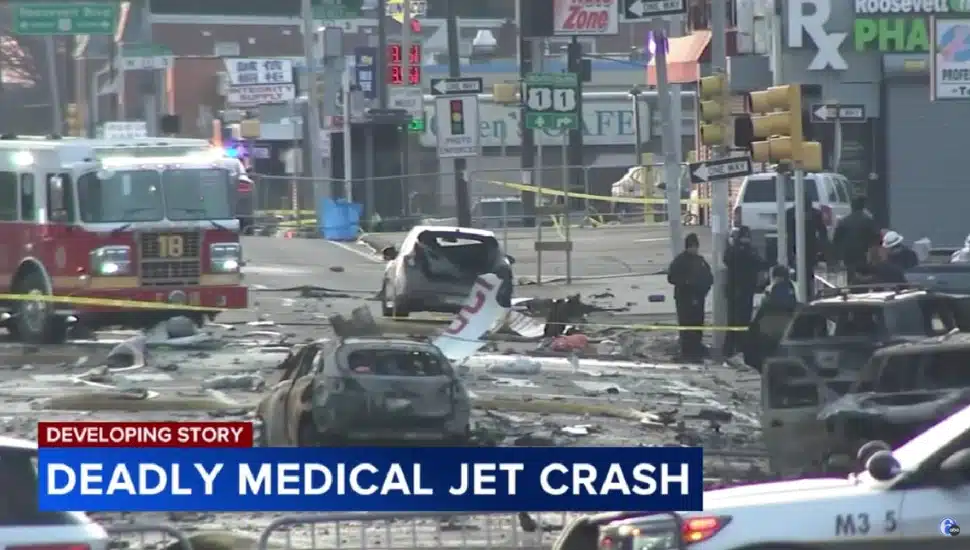 The aftermath of medical jet crash in Northeast Philly.