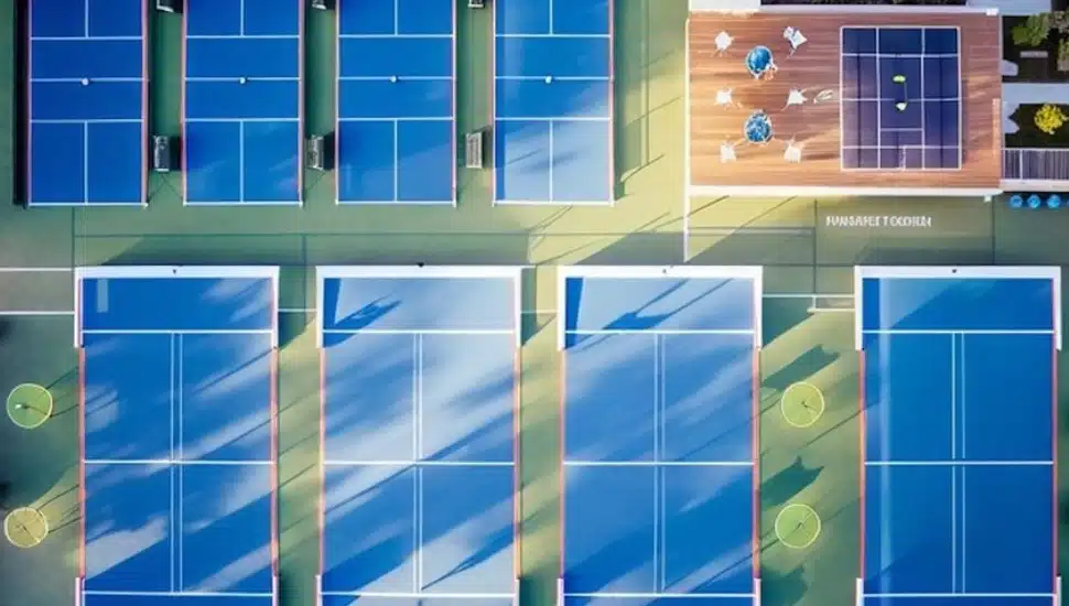 An aerial view of Viva Padel & Pickleball Club that will launch in Philadelphia.