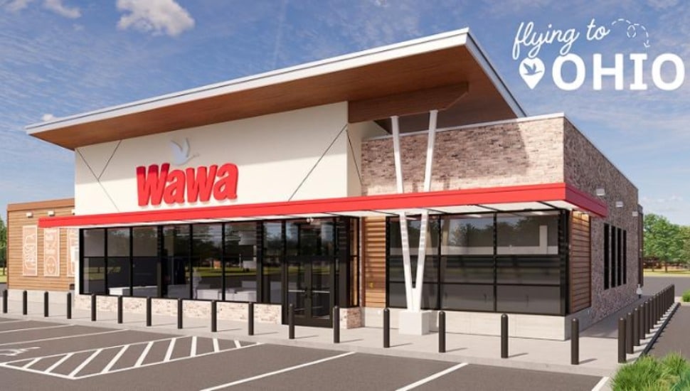 A rendering of a new Wawa store opening April 16 in Ohio.