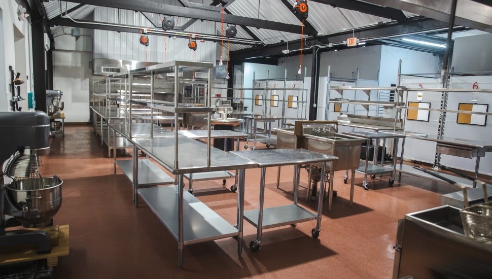 Inside an empty Culinary Collective kitchen.