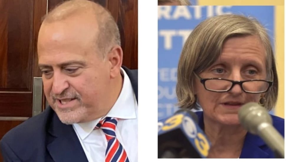 Frank Agovino, chairman of the Delaware County Republican Party and Colleen Guiney, chair of the Delaware County Democratic Committee.