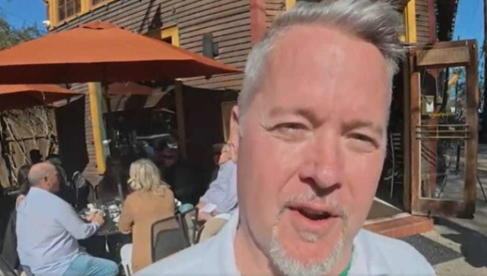 Newtown Square native Christopher Lynch, executive chef at Atchafalaya in New Orleans, talks outside his restaurant.