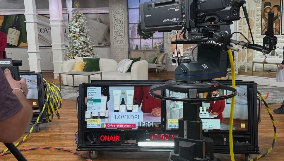 Filming in QVC studio.