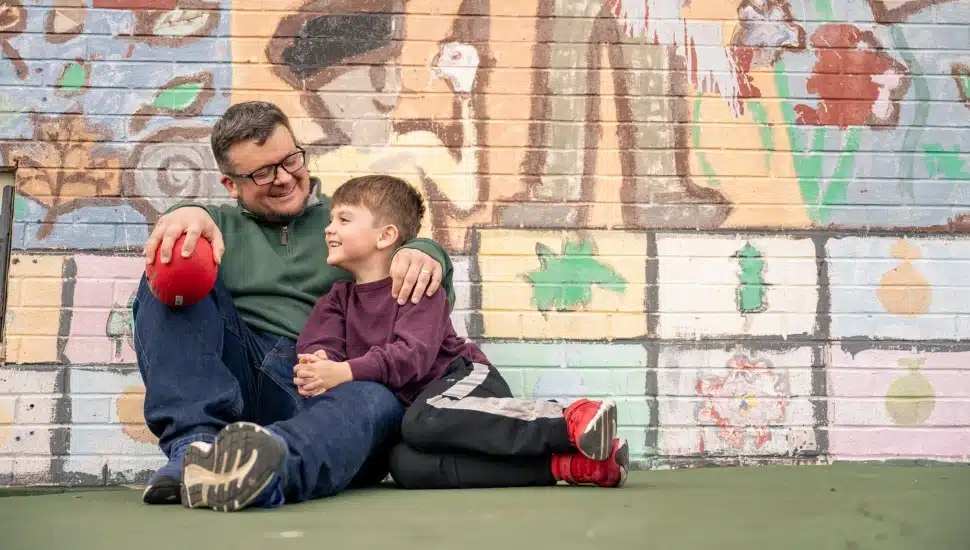 Joe Gidjunis with his young son.