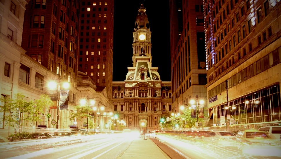 Broad Street in Philadelphia with a yellow-ish hue.