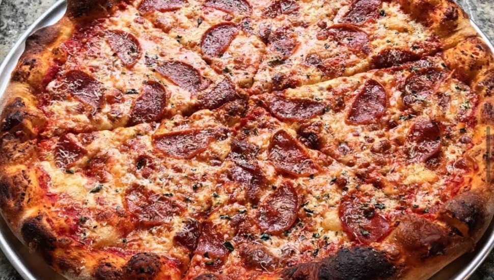 A medium pizza with pepperoni.