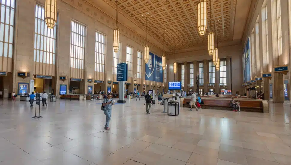 The departure hall at 30th Street Station in Philadelphia.