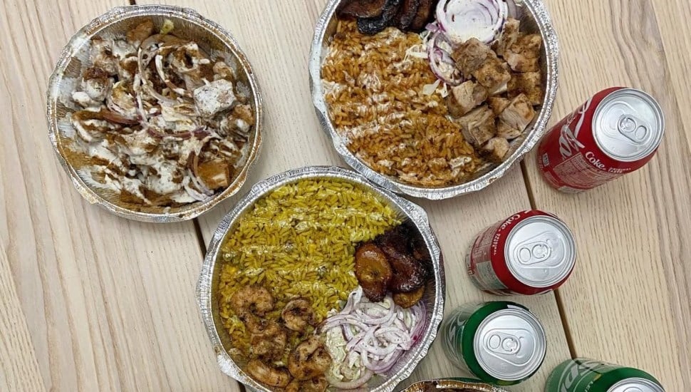 West African food with sodas from Suya Suya.
