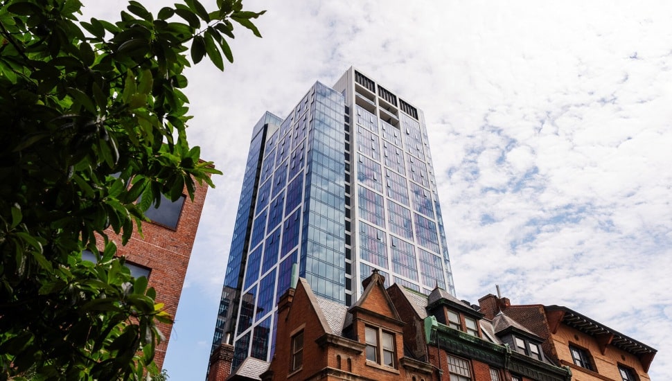 Exterior of residential tower at 210 South 12th Street.