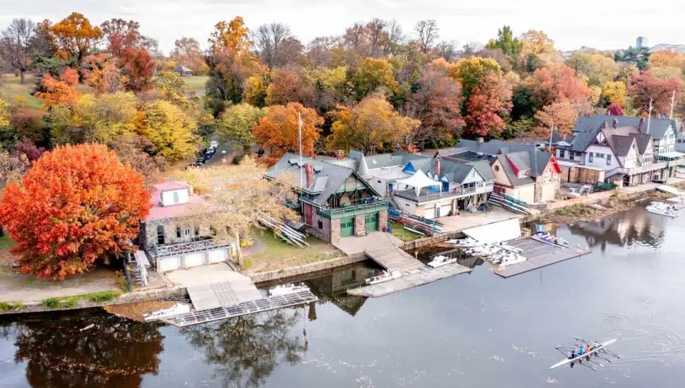 Boathouse Row during the fall in Fairmount.