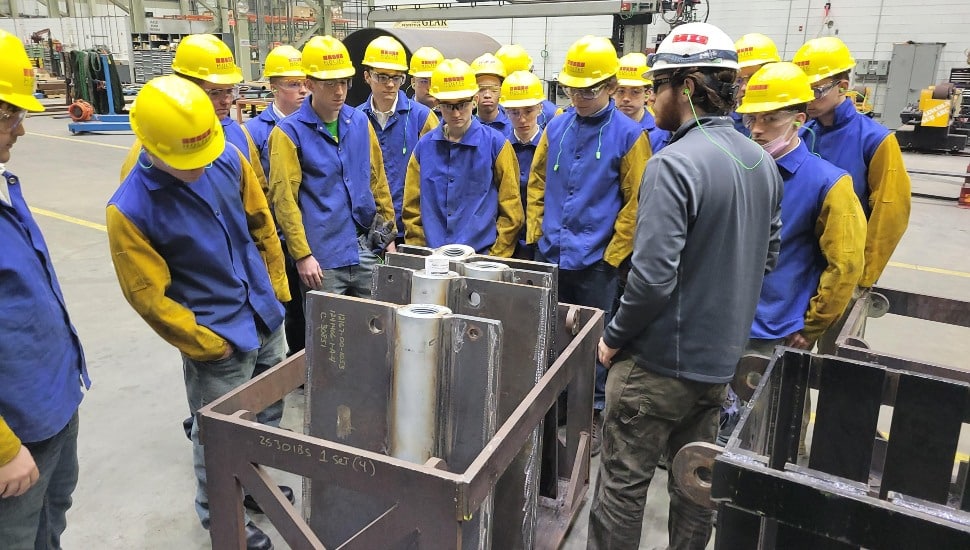 Students in Father Judge High School's welding program.