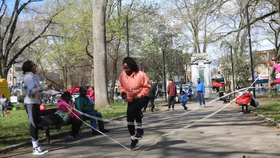 Women being active outside.