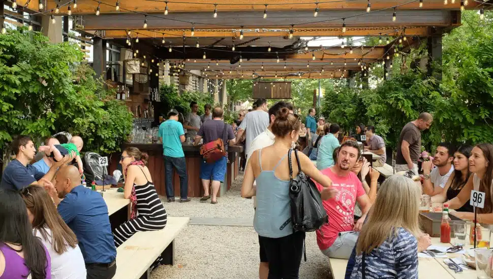 People enjoying themselves at Independence Beer Garden.