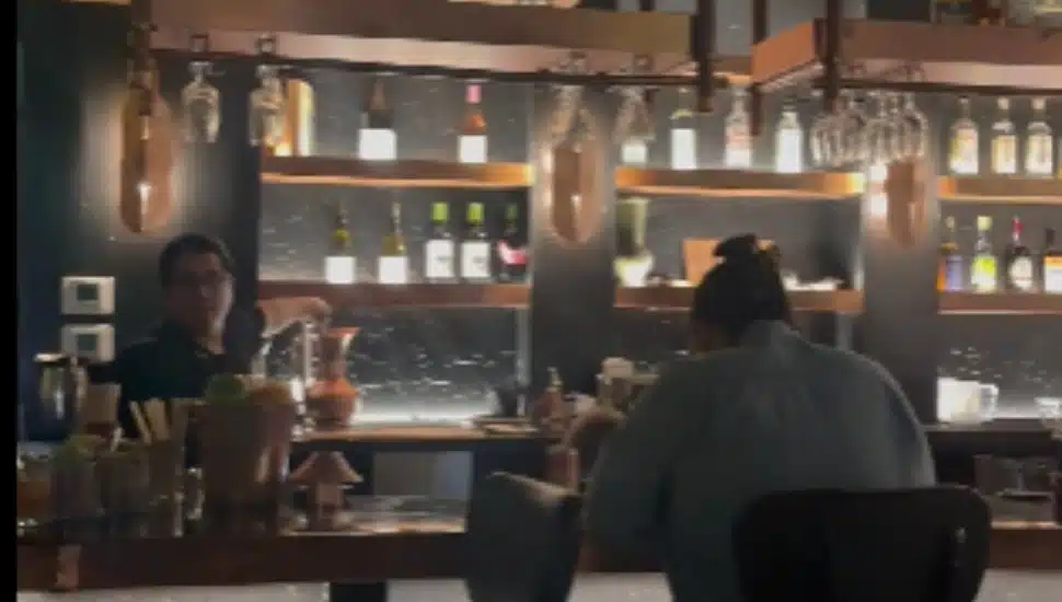 Drinks and people inside La Jefa.