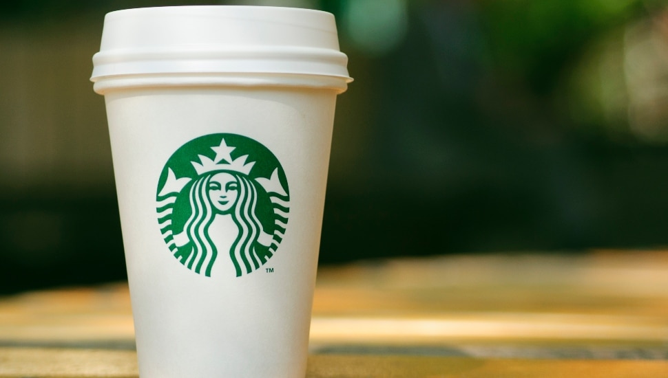 A tall Starbucks drink.