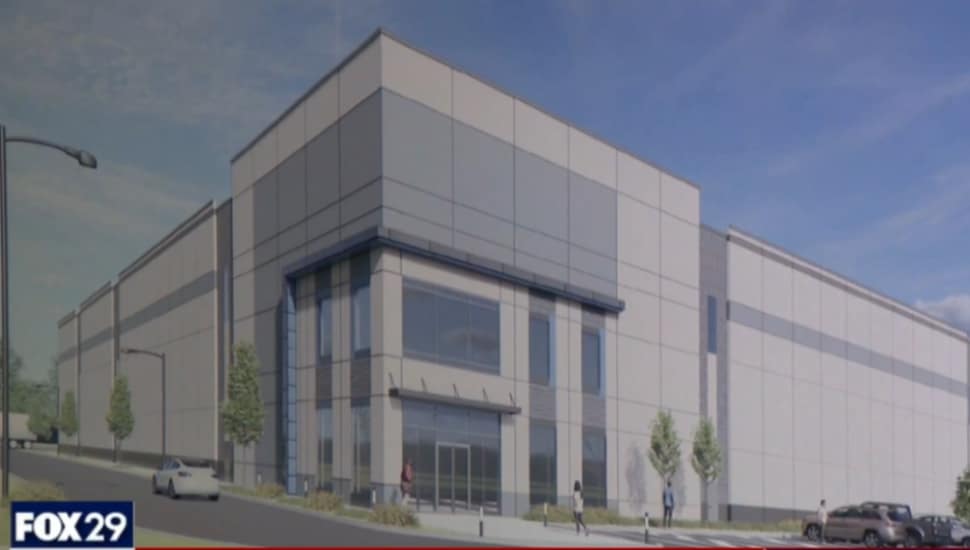A rendering of a proposed 330,000 square-foot warehouse proposed for the former Franklin Mint site in Middletown.