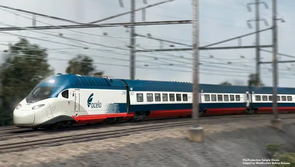 Acela model train sample.