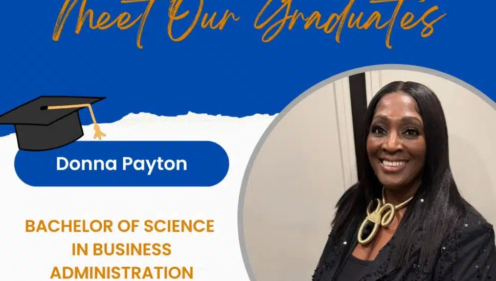 Donna Payton "Journey to Commencement" Peirce College graphic.