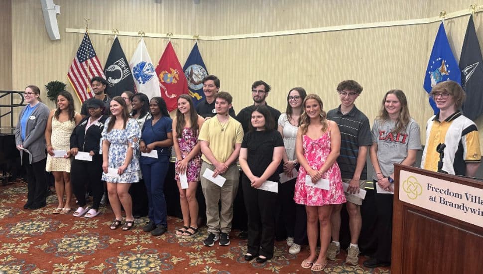 Freedom Village at Brandywine employee scholarship recipients this year line up for a photo.