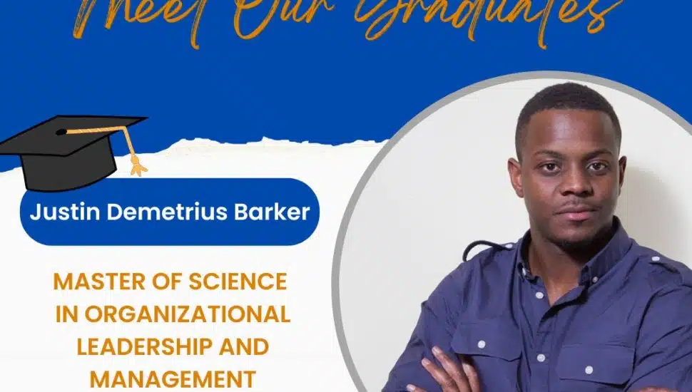 Justin Demetrius Barker "Journey to Commencement" graphic from Peirce College.