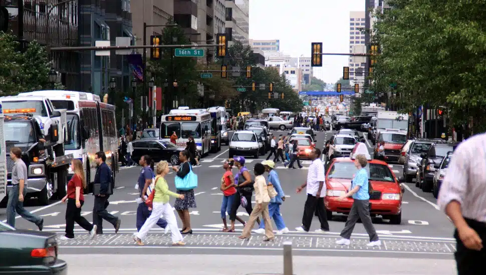 People walking in the streets of downtown Philadelphia