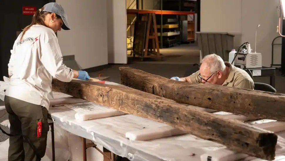 New York State Museum reassembling the Revolutionary War-era gunboat.