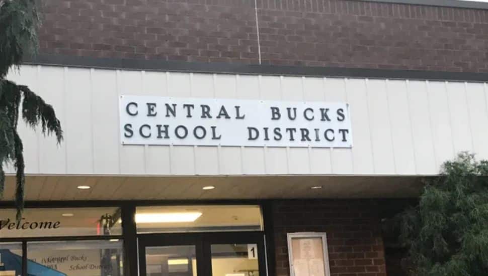 Exterior and the sign of Central Bucks School District building.