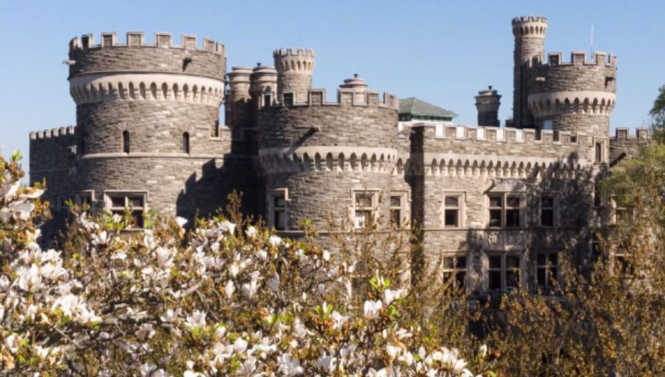 Aerial view of Grey Towers Castle at Arcadia University.