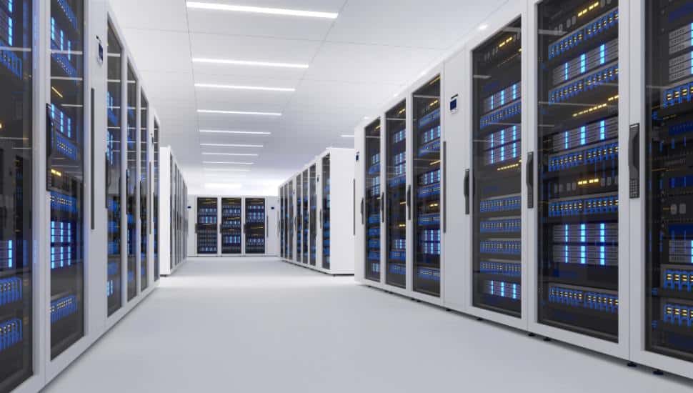 Supercomputer data towers.