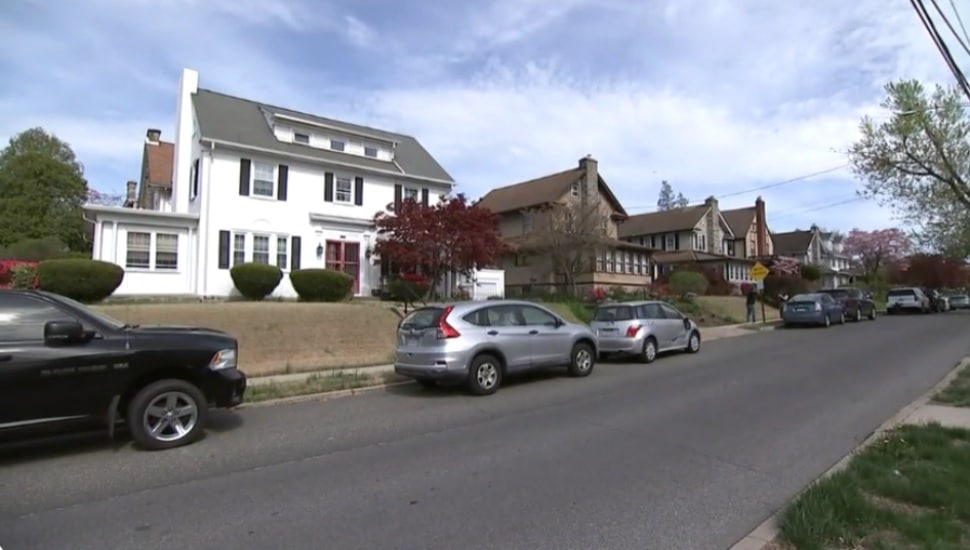 The Upper Darby home of Gloria Gaynor on a street with other homes.