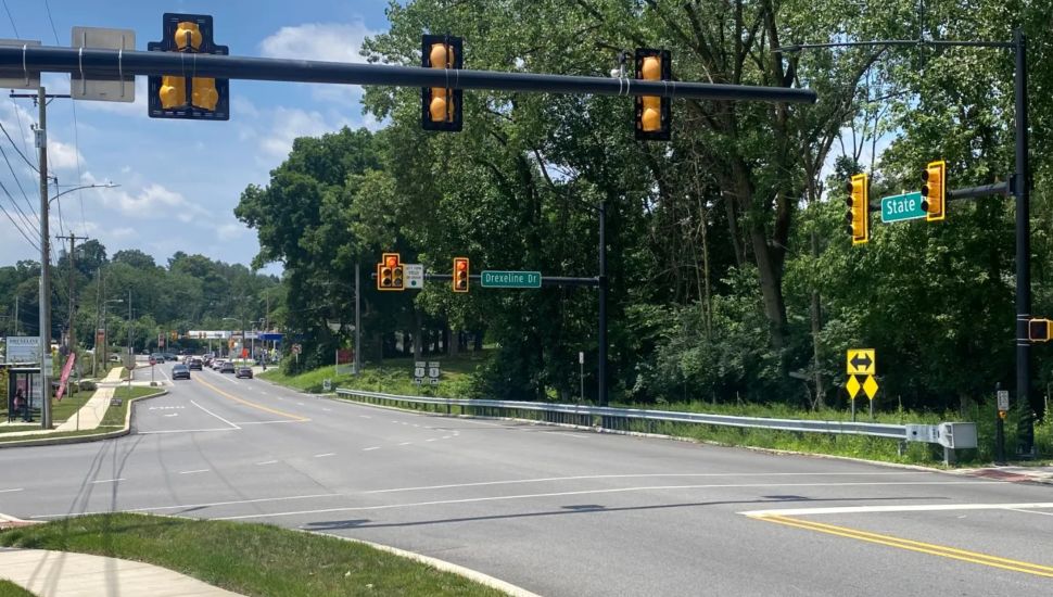 A wooded undeveloped property at State and Township Line roads.