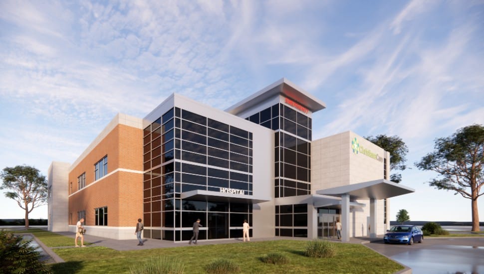 A rendering showing the new Aston micro-hospital, set to open in the second half of 2026.
