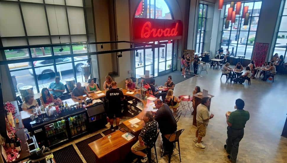 Aerial view from within the bar at Souderton's Broad Theater.