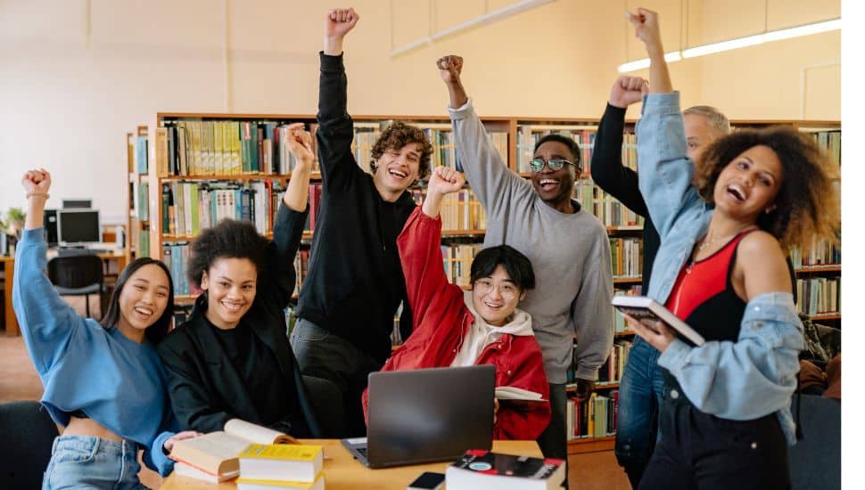 College Students celebrate at the library!