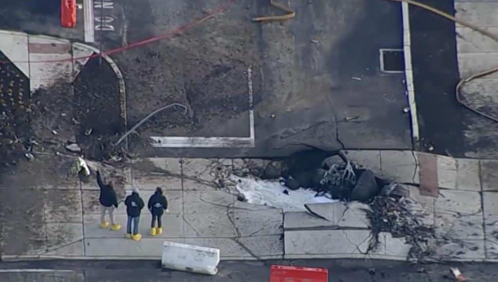 Aerial view of the Jet crash site in Northeast Philadelphia.