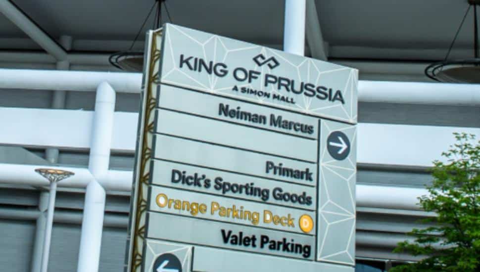 A King of Prussia Mall marquee.
