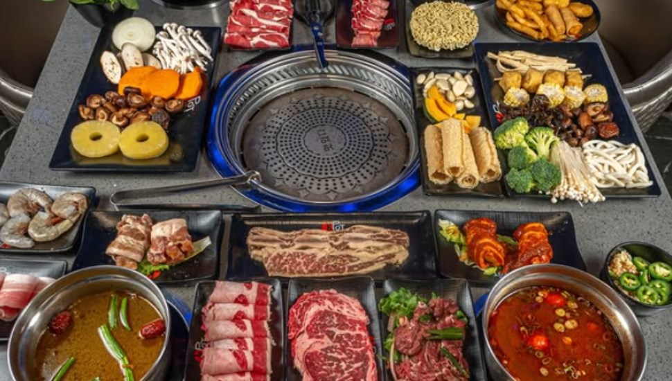A spread of meats and veggies from Kpot, a new Korean Barbecue dining room in King of Prussia.