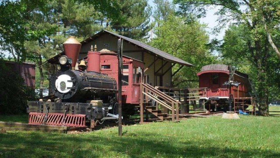 A restored steam engine, one of the exhibits on display at the Newtown Square Railroad Museum.