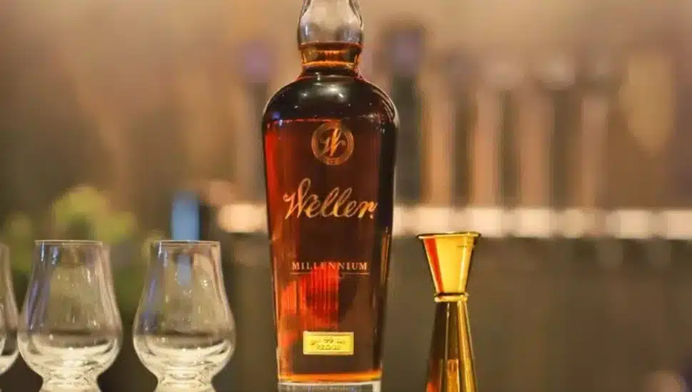A bottle of Weller Millennium Bourbon.