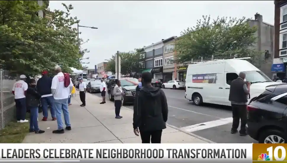 Community members at 52nd and Arch streets in West Philadelphia.