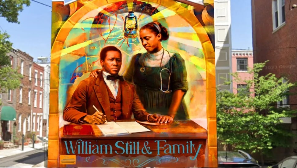 New William Still & Family mural with William Still and his daughter, Caroline Still Anderson.