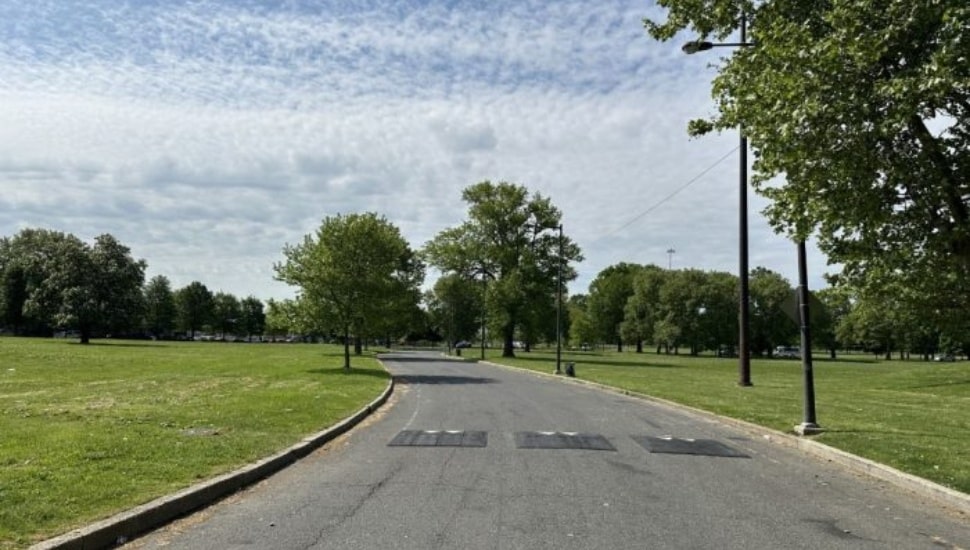 A park access road in Hunting Park Recreation Center.