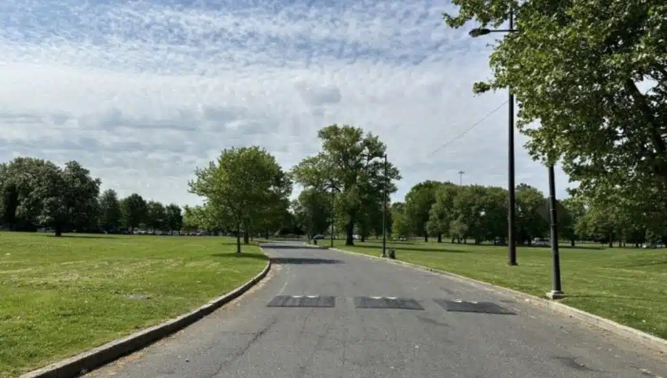 A park access road in Hunting Park Recreation Center.