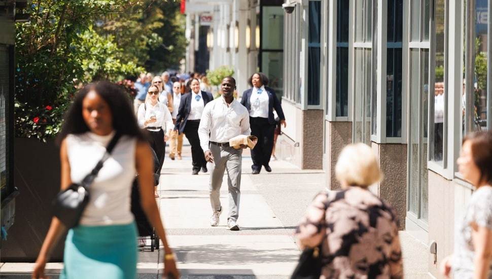 People walking in Center City Philadelphia.