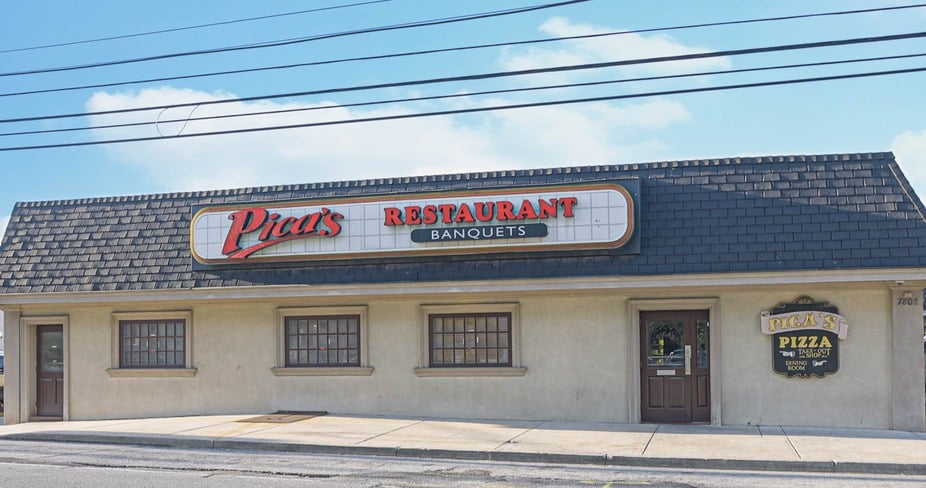 The exterior of Pica's Restaurant along West Chester Pike in Upper Darby.